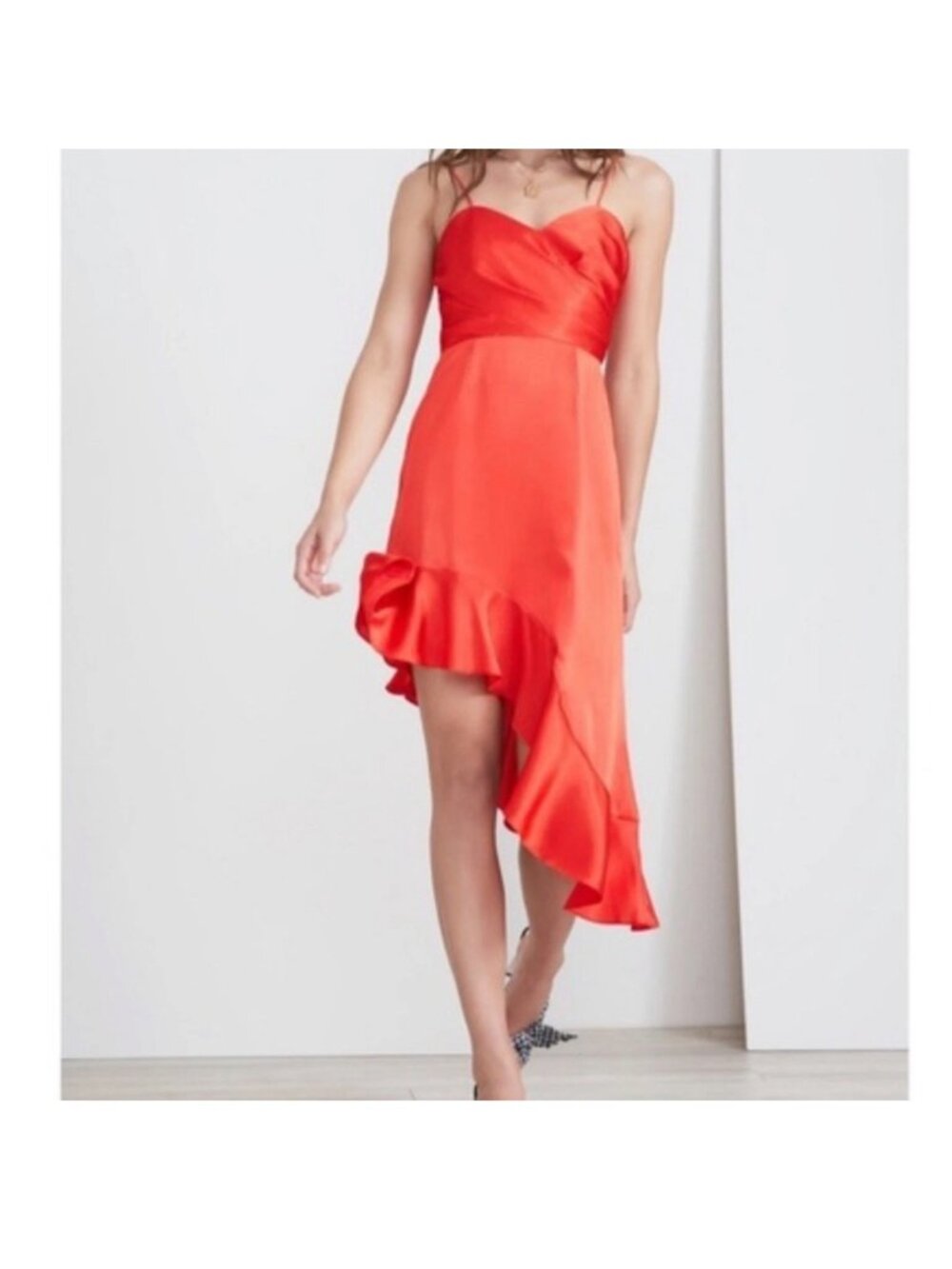 Finders Keepers Red Asymmetrical Dress Retrograde Chili Sleeveless Ruffle Large